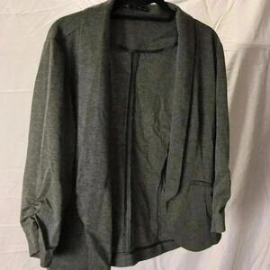 Maurices XL Charcoal Grey Open Front Ruched 3/4 Sleeve Knit Blazer Jacket